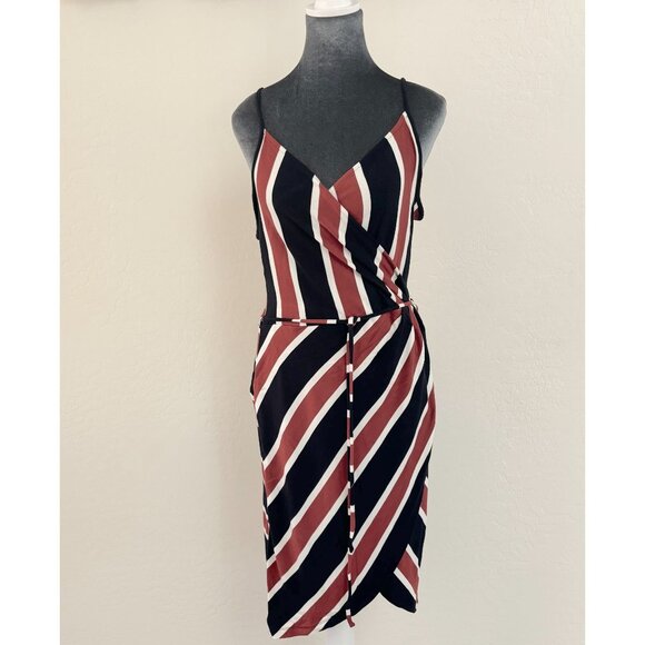 41 Hawthorn Annora Faux Wrap Jersey Dress - Navy/Orange - Size XS - Picture 1 of 6